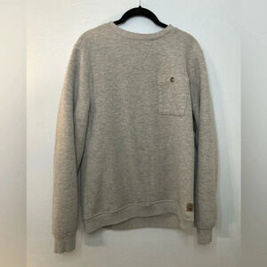 Coleman Snap Pocket Gray Sweatshirt Pullover Sherpa Lined Camping Size Medium